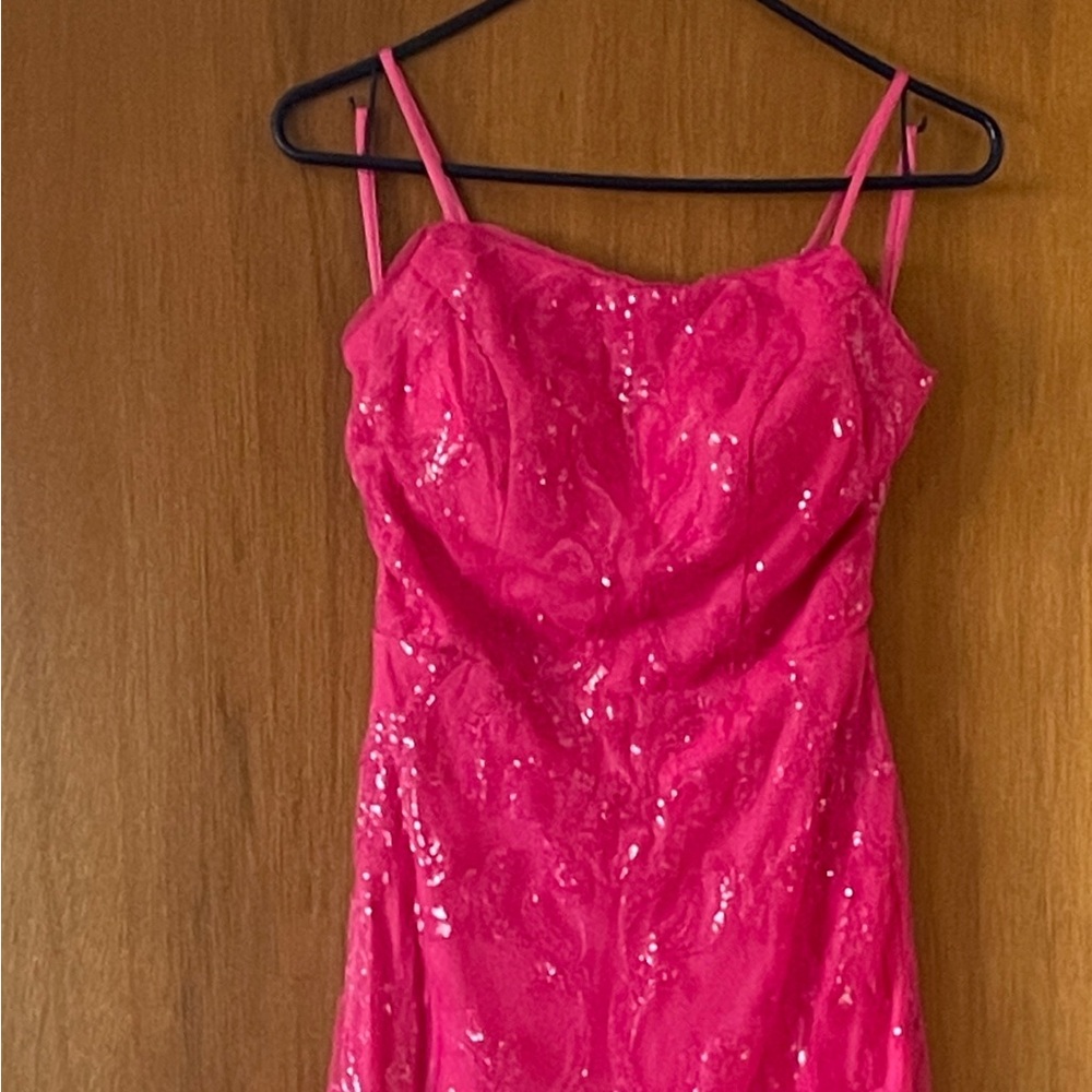 Elegant Fuchsia Sequin Gown